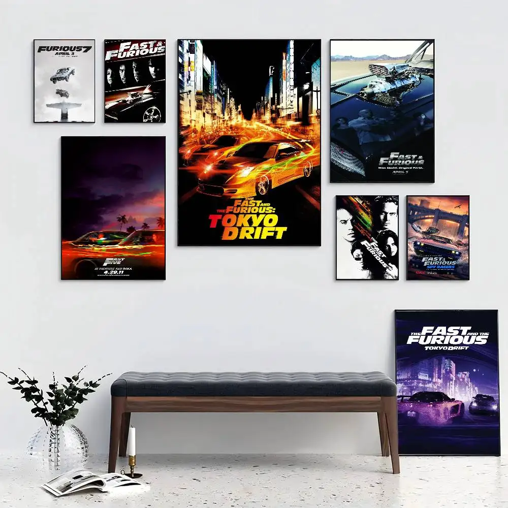 F-Fast And Furious Classic Vintage Posters Living Room Bar Cafe Quality Canvas Vintage Style Comics Painting Art Home Wall Decor