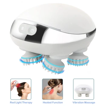 Electric scalp massager with head massage vibrator heated relaxation therapy migraine relief hair growth body massager massage tools