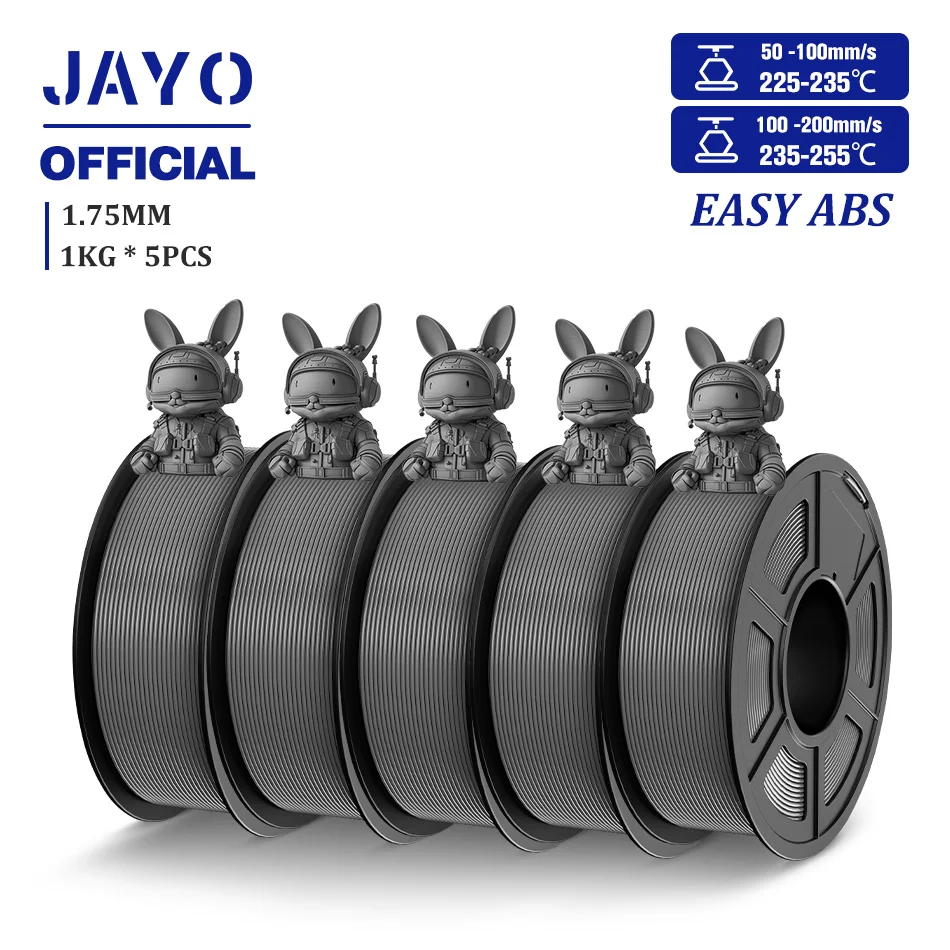 JAYO Gemakkelijk ABS 3D-filament 1,75 mm ABS 3D-printerfilament 1 kg voor FDM 3D-printers Uitstekende taaiheid 3D-printmaterialen 5 rol - afbeelding 1