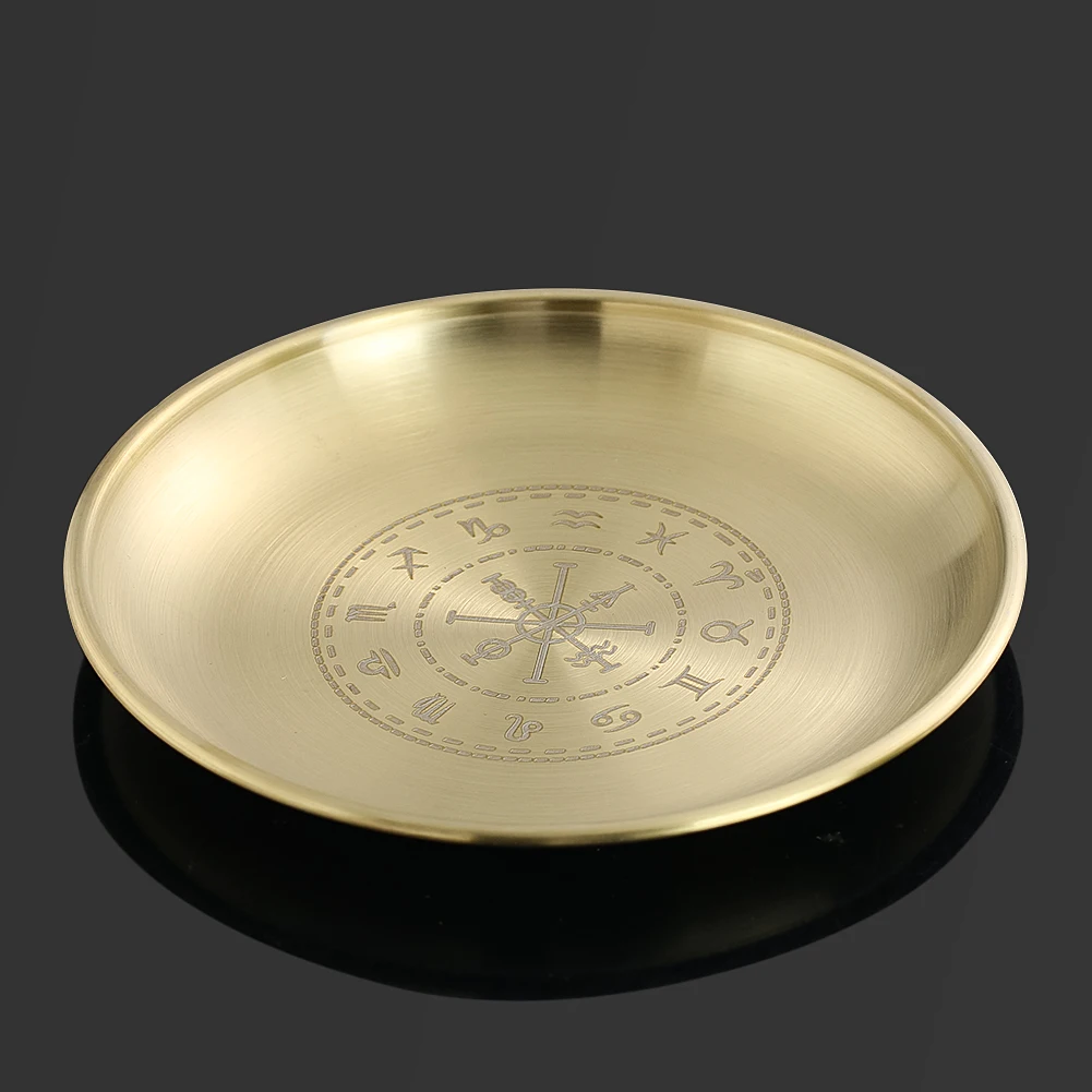 1PC 14CM Hexagram Constellation Copper Platter Home Decoration Accessories Yoga Meditation Witchcraft Fantasy Prop Crystal Plate
