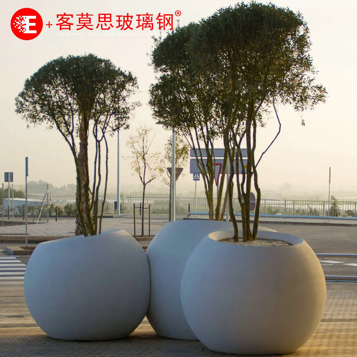 Spherical Flowerpot Combination Modern Shopping Mall round Floor Flower Simple Flowerpot Ornaments