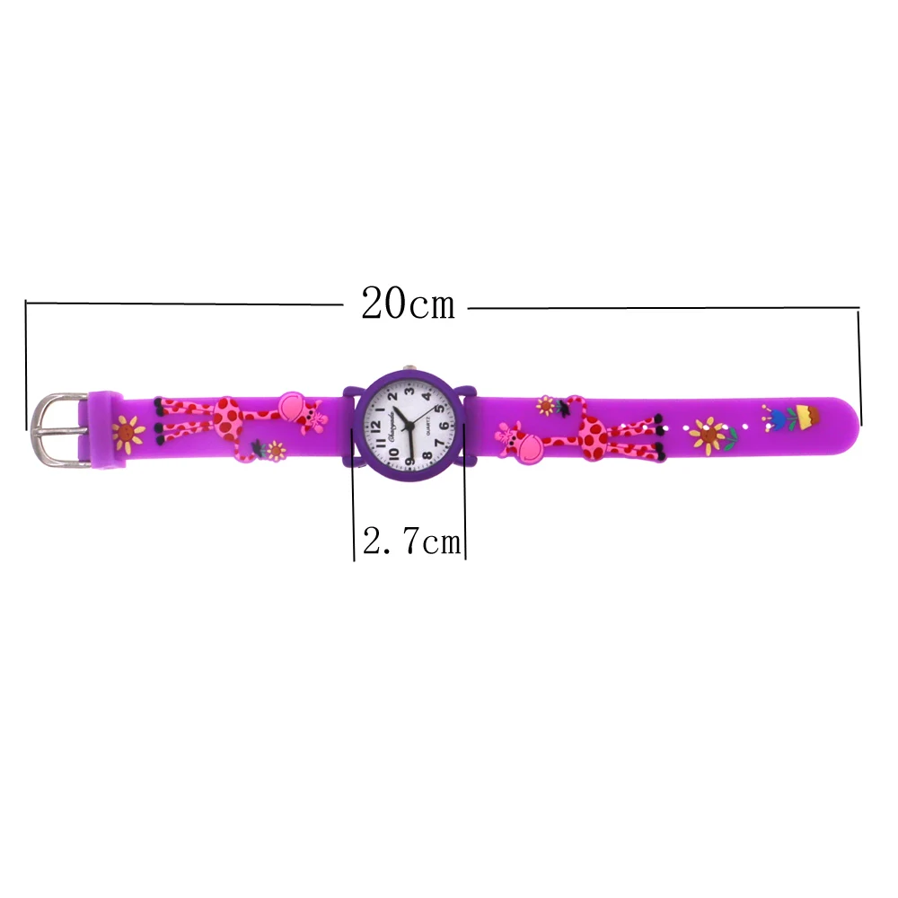 Correa de silicona de 7 piezas y 28MM para niños, reloj de pulsera de dibujos animados para niños, correa de jirafa, Mini caja de reloj colorida