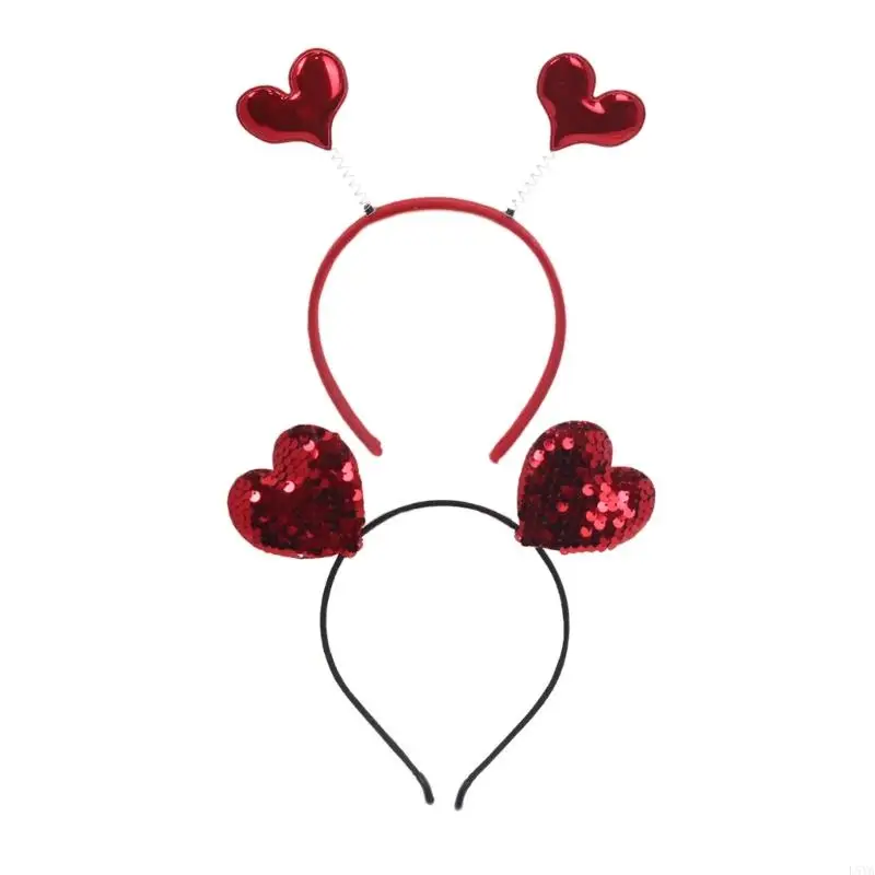 L5YA Lovely Bouncing Sequins Heart Hair Hoop Lovely Hair Holder Live Broadcasting Carnivals Headwear for Teens Woman