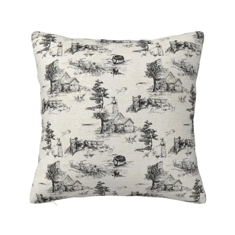 Custom Vintage Toile De Jouy Square Pillow Case Decoration 3D Two Side Printing Cushion Cover for Living Room