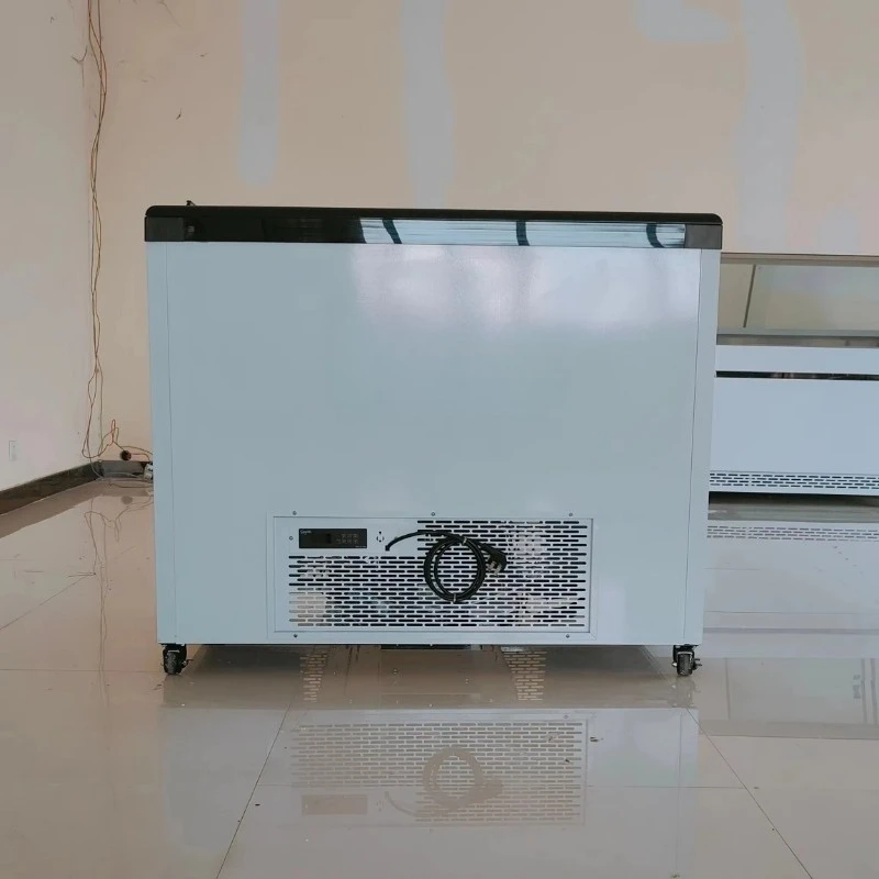 Congelador Comercial para Helados con Enfriamiento por Aire, Vitrina para Gelato con LED, Descongelación Automática y Vidrio Transparente para Máxima Visibilidad