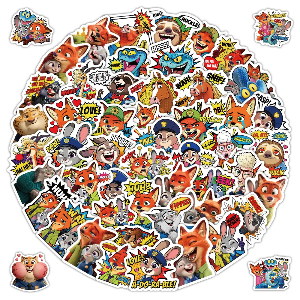 63 STKS Cartoon Disney Zootopia 2 Sticker DIY Decoratie PVC Waterdicht Skateboard Notebook Graffiti Speelgoed