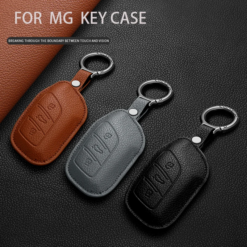 

Leather Car Key Case Cover Shell For MG 4 2023 Mg4 Ev MG HS GT ZS EV ZX MG5 MG6 3 Buttons Keychain Auto Accessories