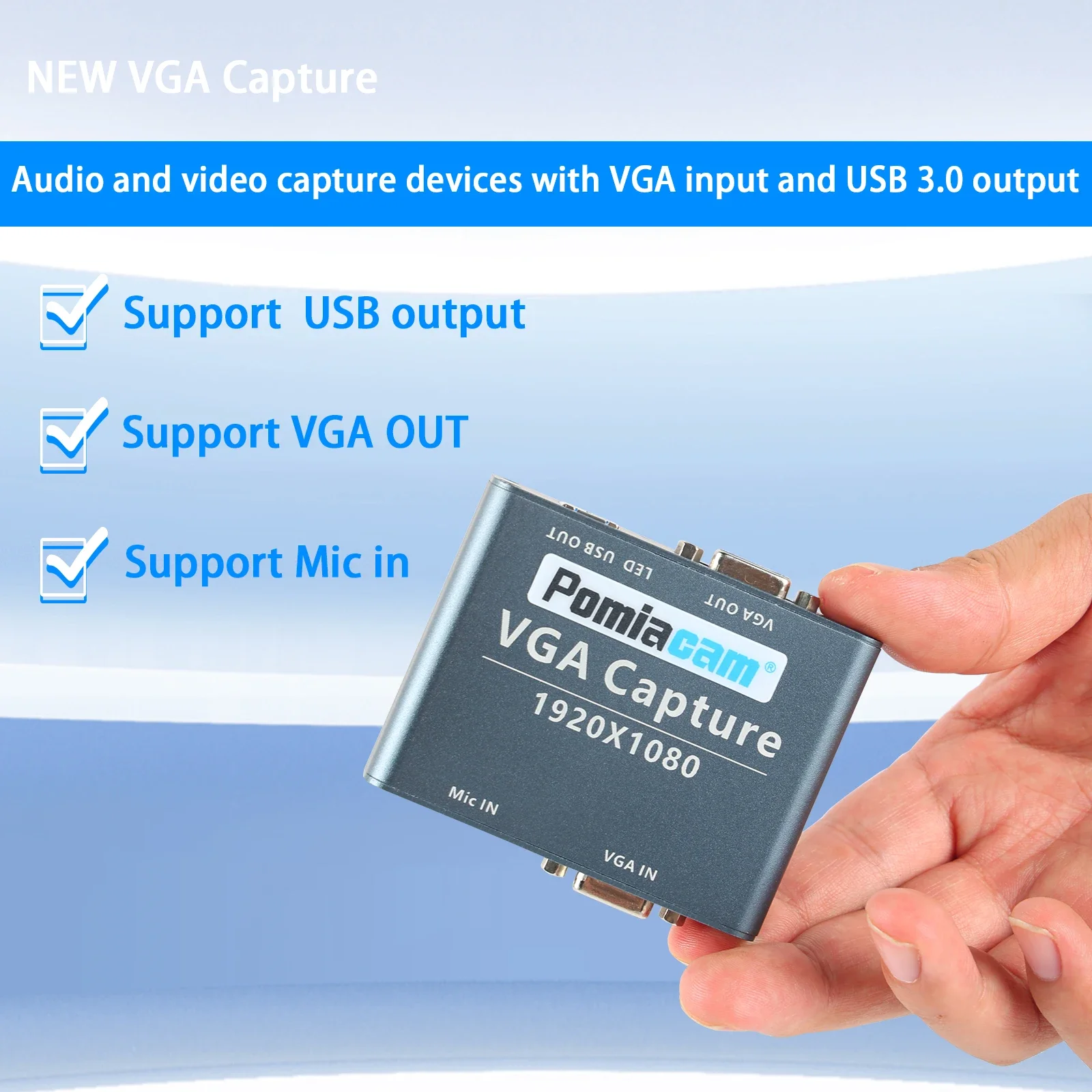 Converter VGA to USB Adapter Video Capture Card 3.0 USB 2.0 VGA -Compatible Video Recorder 1080P VGA Loop Output