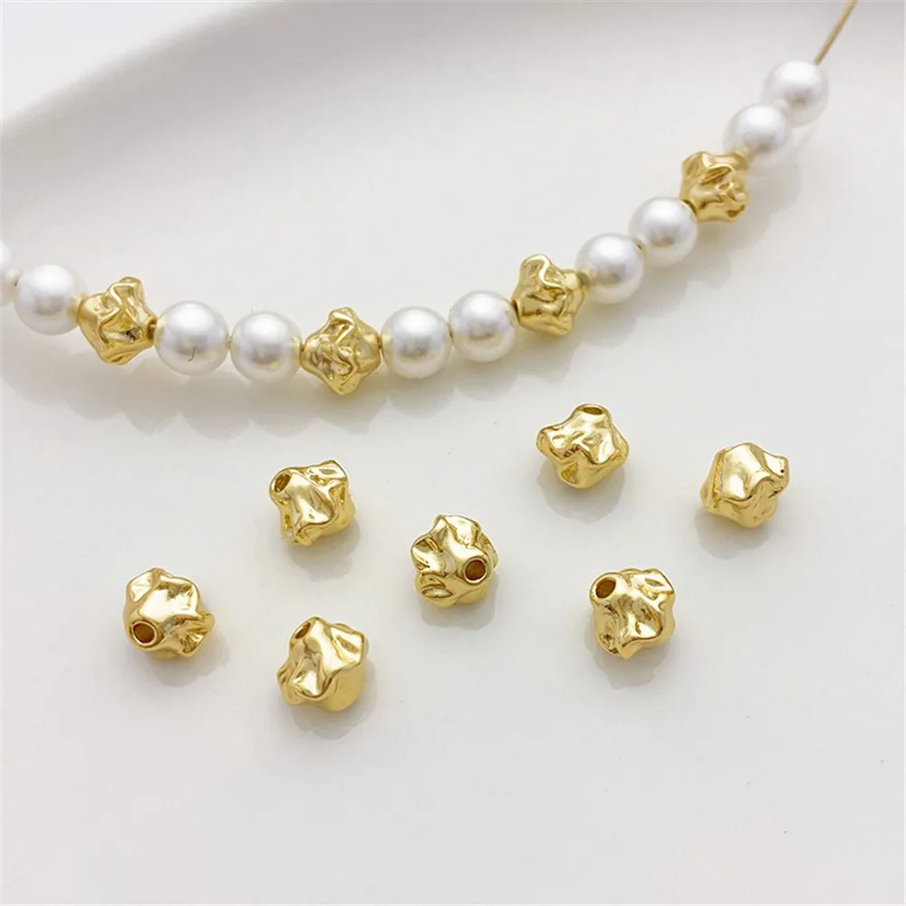 

14K Gold Special-shaped Irregular Flying Saucer Bead Spacer Loose Beads Handmade DIY Bracelet Necklace Beaded Material Accessori