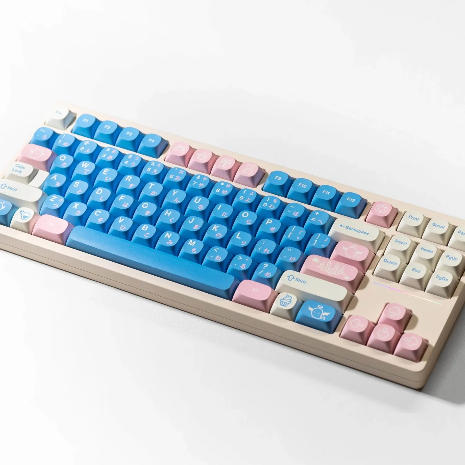 1 Set GMK Gift Keycaps PBT Dye Sublimation Blue Pink White Key Caps MA Profile Lightproof Keycap For MX Switch Keyboard 60 80 87
