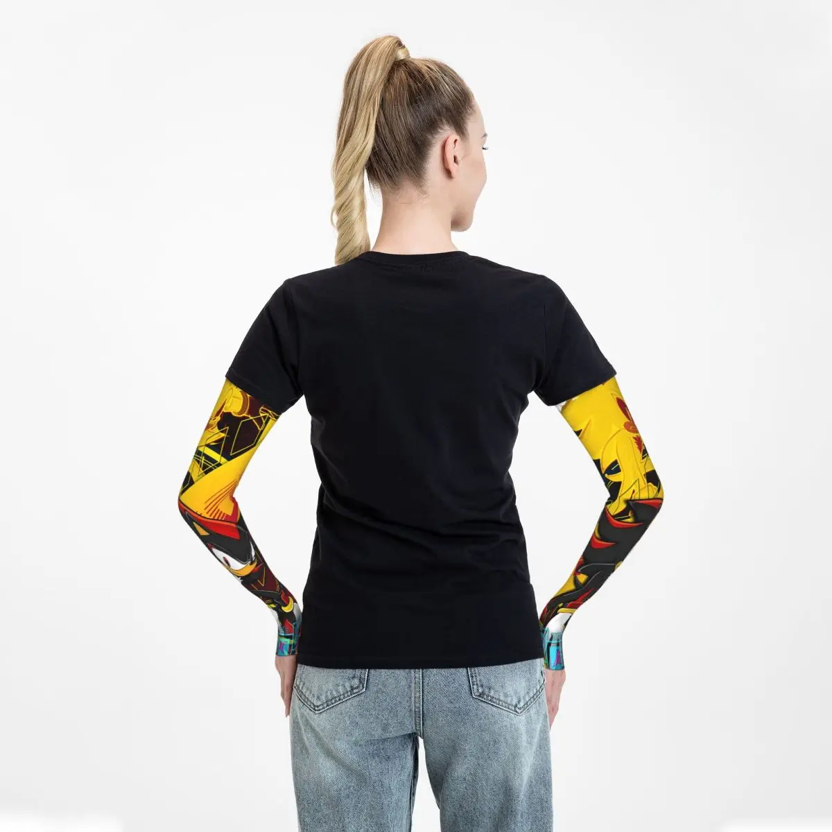 Shadow The Hedgehog – manchons de bras d'extérieur, couverture de Protection contre les UV du soleil, manches de tatouage de cyclisme en soie glacée d'été