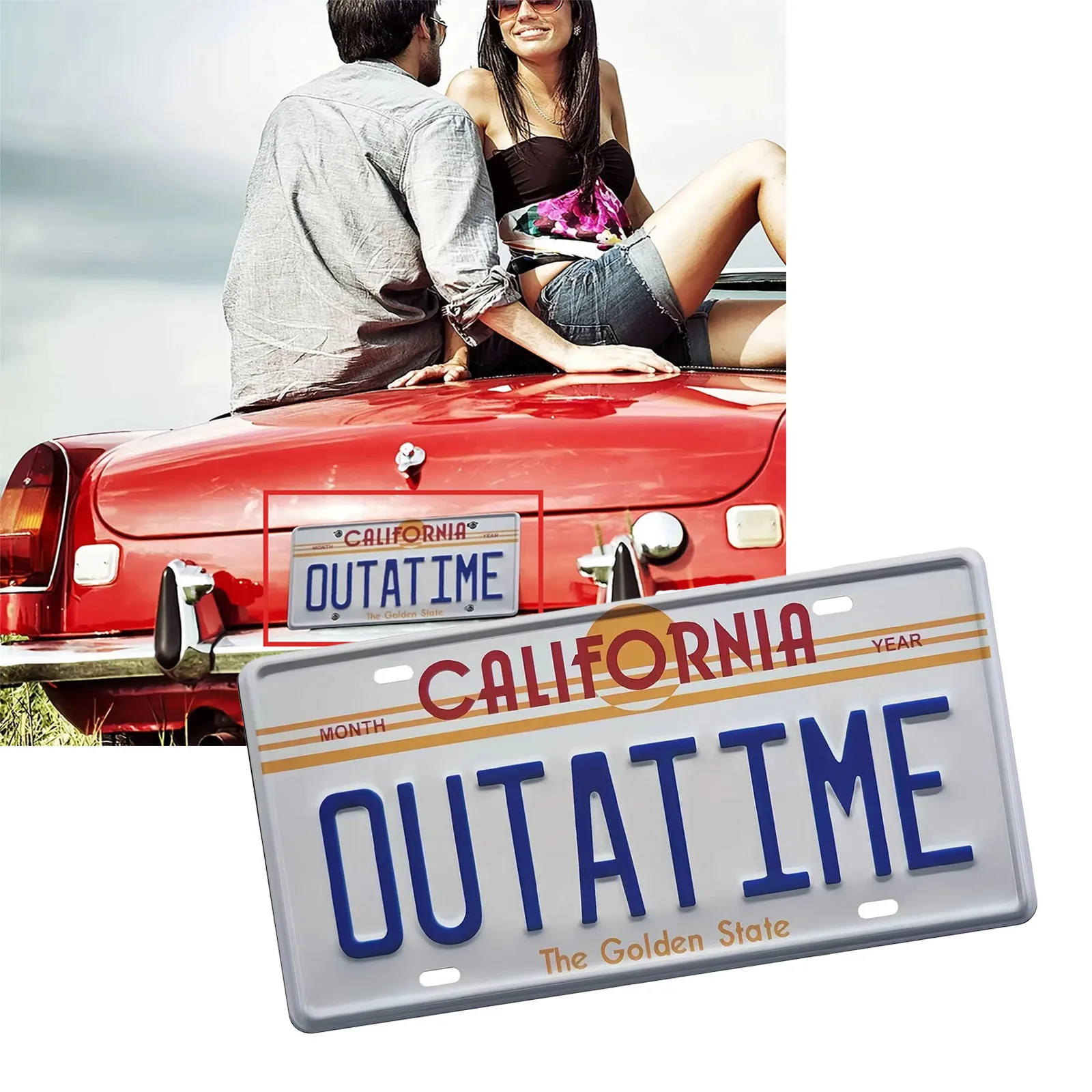 1pcs Memorabilia License Plate Replica Delorean Prop Metal Vanity- Metal Sign Outatime Back to The Future License Plate