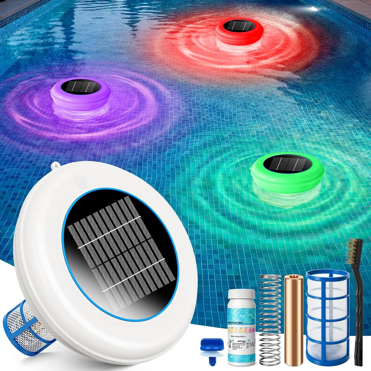 Solar Water Purifier Pool Ionizer Algae Killer For Swimming Pool Hot Tub Spa Low Maintenance Copper Anode Cleaner Device
