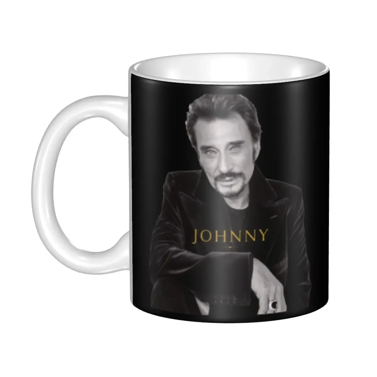 Personalized French Rock Singer Johnny Hallyday Mugs DIY Ceramic Milk Tea Coffee Cups
