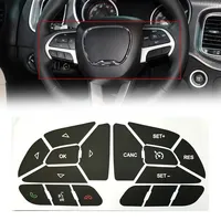 1 Set Black Car Button Repair Sticker For DODGE CHARGER 2016-2022 STEERING WHEEL BUTTON Decals Stickers Car Interior Accessories