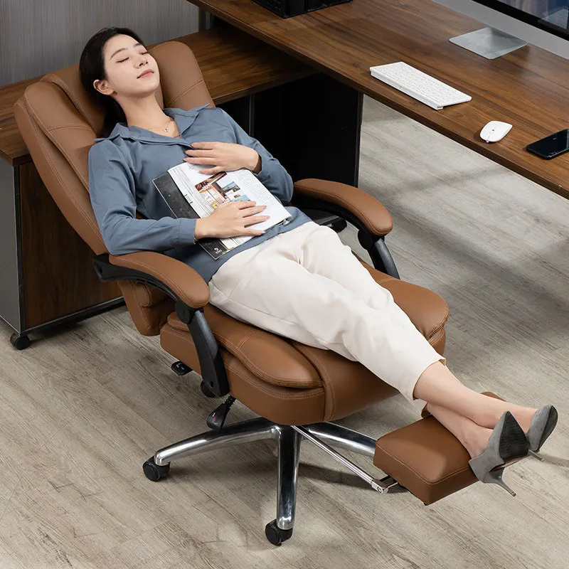 Office chair Ergonomic reclining computer chair Home backrest Dormitory seat  Leather boss chair
