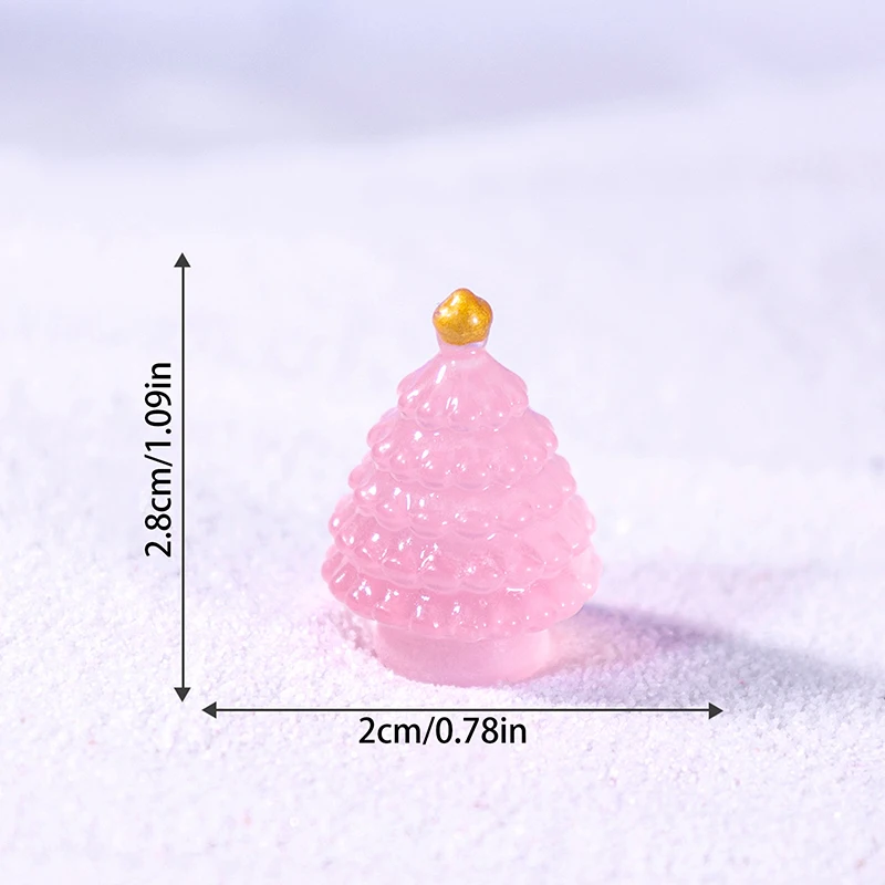 1Pc Mini Christmas Tree Decoration Christmas Figurines Fairy Garden Decor Snow Landscape Model Ornaments Resin Miniatures