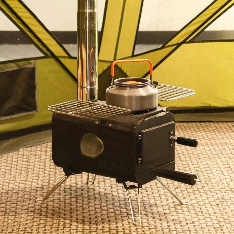Portable Mini Bell Tent Stove Foldable Outdoor Winter Camping Kitchen with Hot Wood