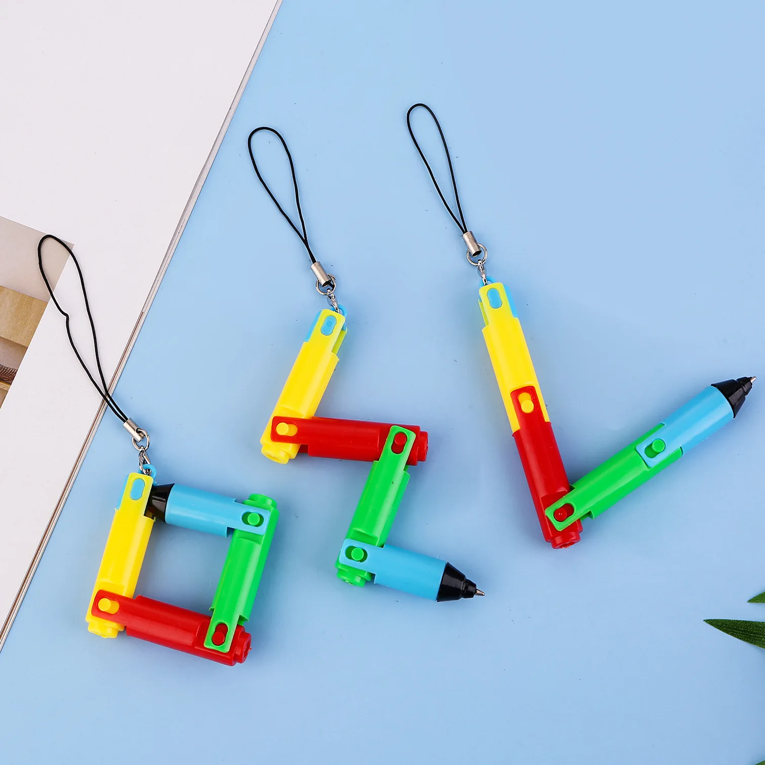 20 Pcs Wholesale Foldable Flexible Ballpoint Pen 0.5mm Blue Ink | Novelty Bendable Pendant Design Pens Creative Gift