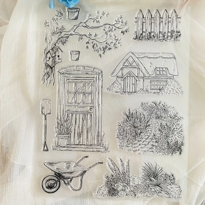 Courtyard door house fence Clear Stamp Transparent Silicone Stamp Seal Sheet For Scrapbooking Photo Album Decoration