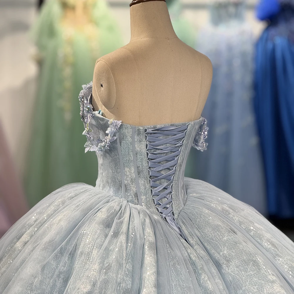 Nowa Niebieska Sukienka Quinceañera 2025 Seksowna Suknia Balowa Bez Ramiączek Sukienka na Słodkie 16 Urodziny Sukienka na Przyjęcie Urodzinowe Sukienka Księżniczki Vestidos De 15 Años