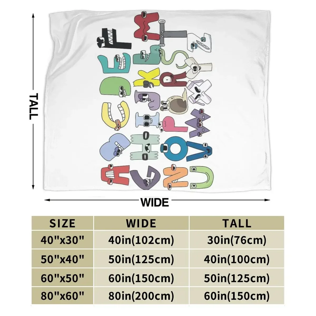 Alphabet Lore Latter A-Z Blankets Soft Warm Flannel Throw Blanket Cover for Bed Living room Picnic Travel Home Couch