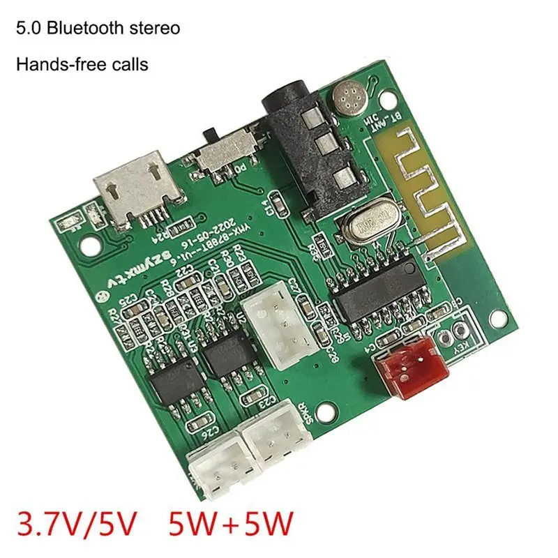 Y47A Multifunction 5.2 BT Module Power Amplifier Board 5V 5W+5W TWS Wireless PCBA Board 3.5Aux Hands Free for Speaker