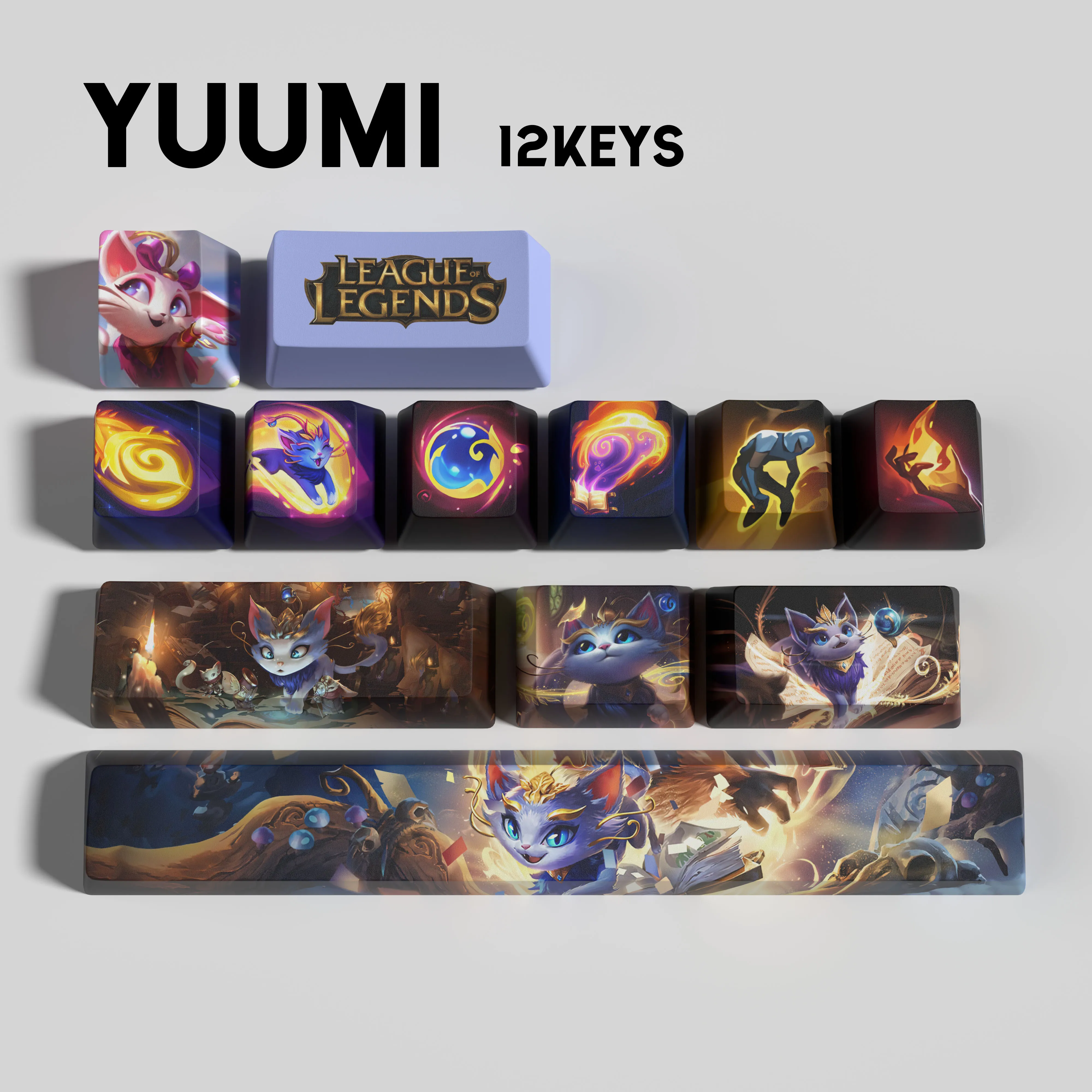 yuumi keycaps League of Legends yuumi keycaps  game keycaps OEM Profile 12keys PBT dye sub keycaps