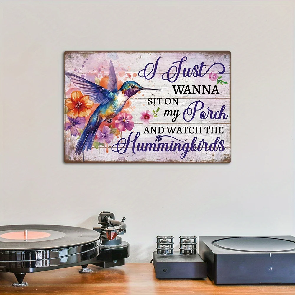 Putuo Decor Vintage Metal Sign, I Simply Want to Relax on My Porch And Observe The Hummingbirds, Wall Art for Home