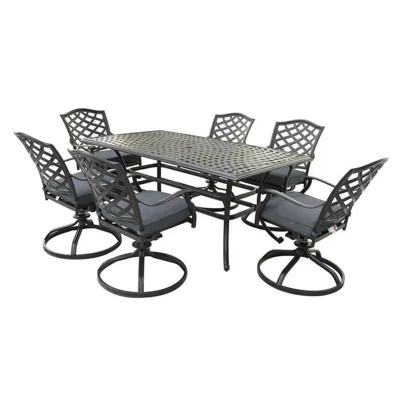 

Rectangular 6-Person 68" Long Aluminum Dining Set with Sunbrella Cushions for Outdoor Use