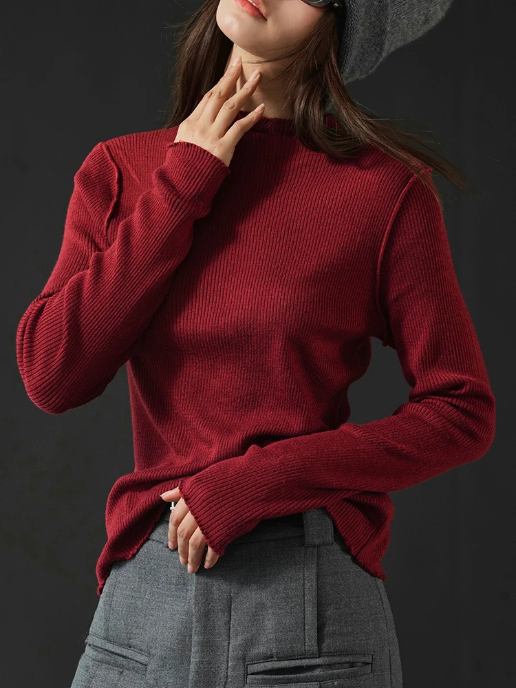 [EAM] Kobiety Beżowy Wielokolorowy Elegancki Miękki Dzianinowy T-shirt Nowy Turtleneck Długi Rękaw Moda Przypływ Wiosna Jesień 2024 1DH3930