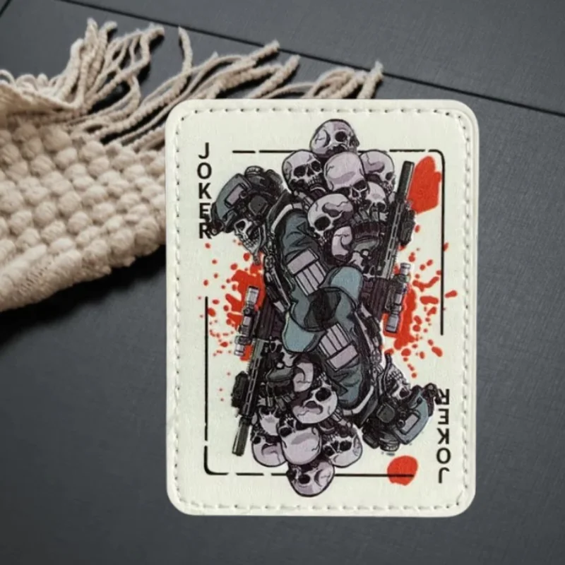 Parche táctico calavera Joker con gancho y bucle insignia ropa - imagen 5