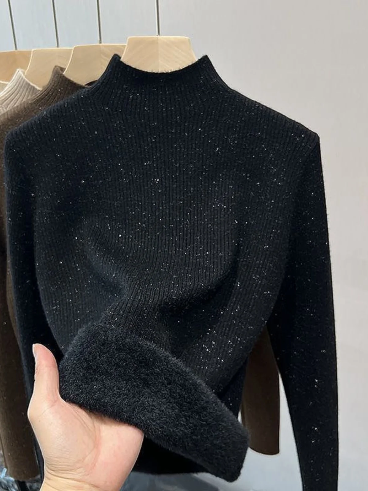 

Thiened Inteated Fce вязаный свитер женский с высоким воротником f High Ne бренд Bule осень-зима теплая основа irt Top