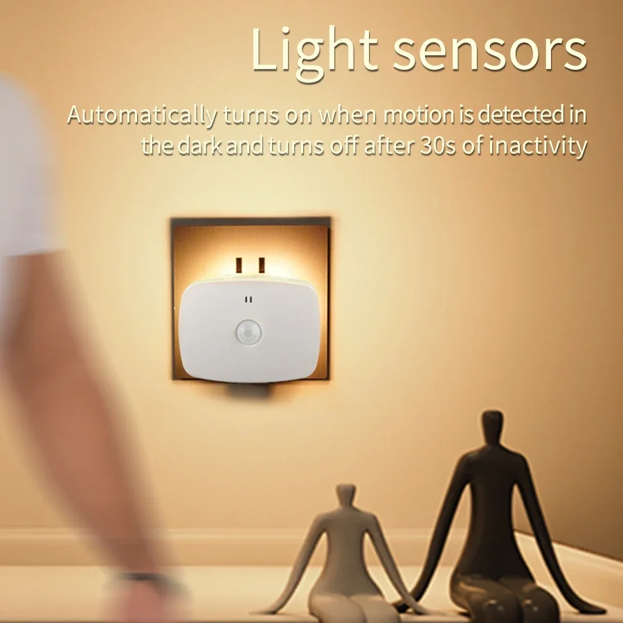 Body Sensor Night Light EU Standard US Standard Plug Infrared Sensor Light Control Night Light Bedroom Backlight Bedside Lamp