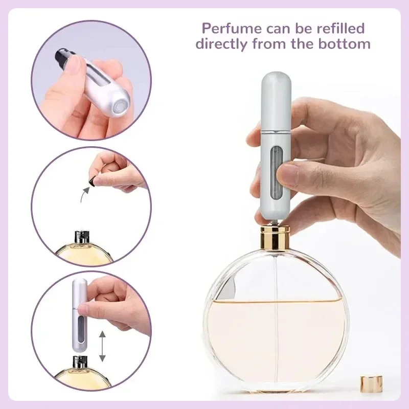 5/8ml Bottom-Filling Pump Perfume Refillable Spray Bottle Mini Portable Empty Cosmetic Containers Atomizer Bottle Travel Stroage