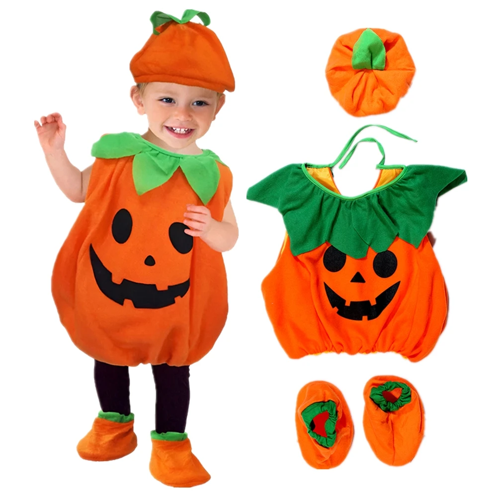 Little Pumpkin Clothes For Toddler Baby Crawling Halloween Style Costume Fit 3 Months to 3 Years Young Children Cute Dress Up