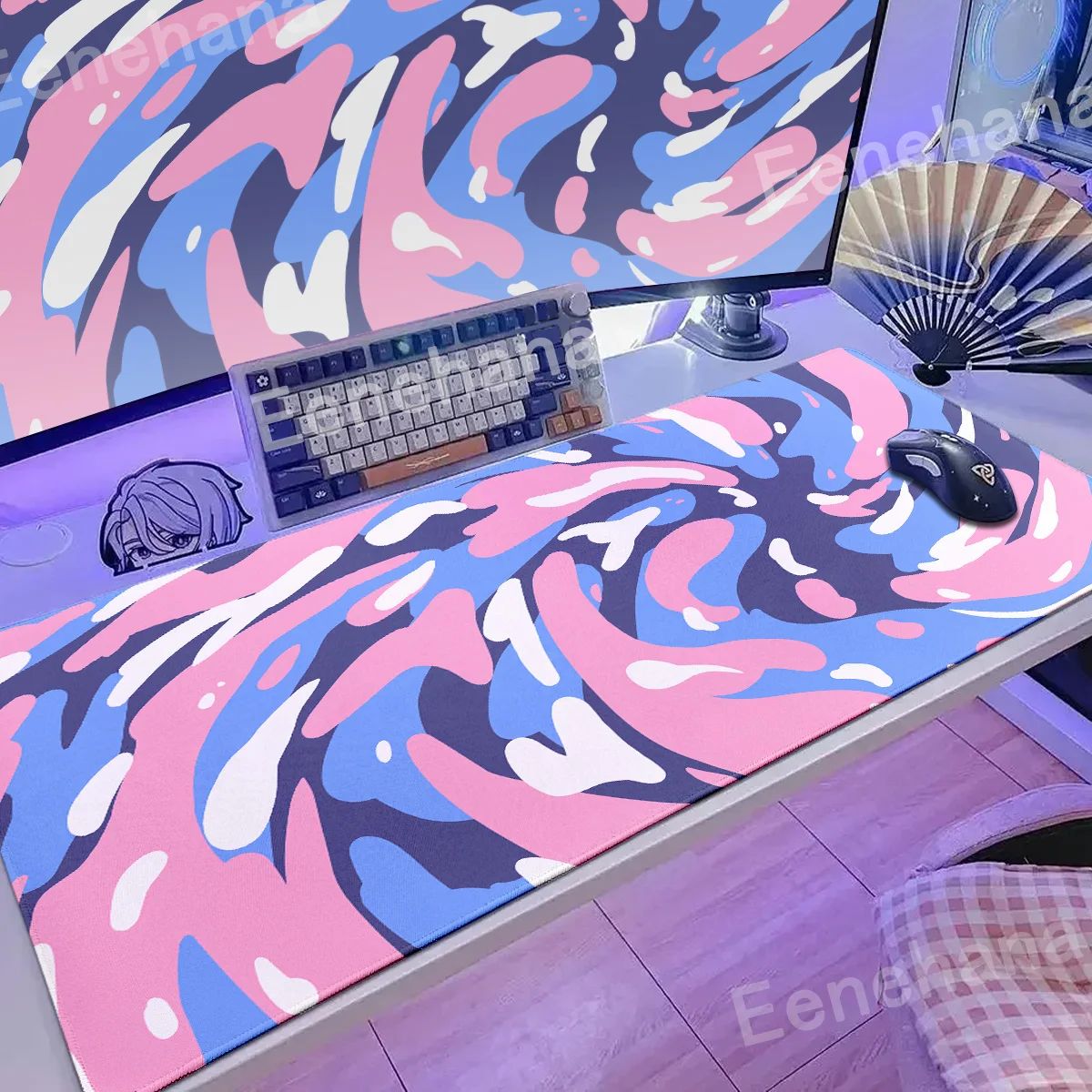 

XXL Large Keyboard HD print PC Gaming Mouse pad The Table Speed Fluid Desk Mat Anime 900x400 Blue Carpets Liquid Strata Art Pad