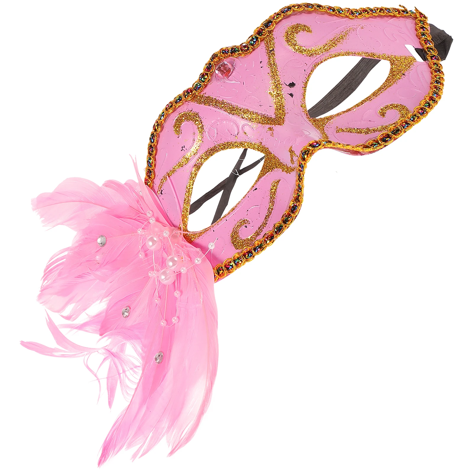 

Pink Half Face Mask Costume Prop Colorful Masquerade Party Mask for Cosply Performance Dancing Party