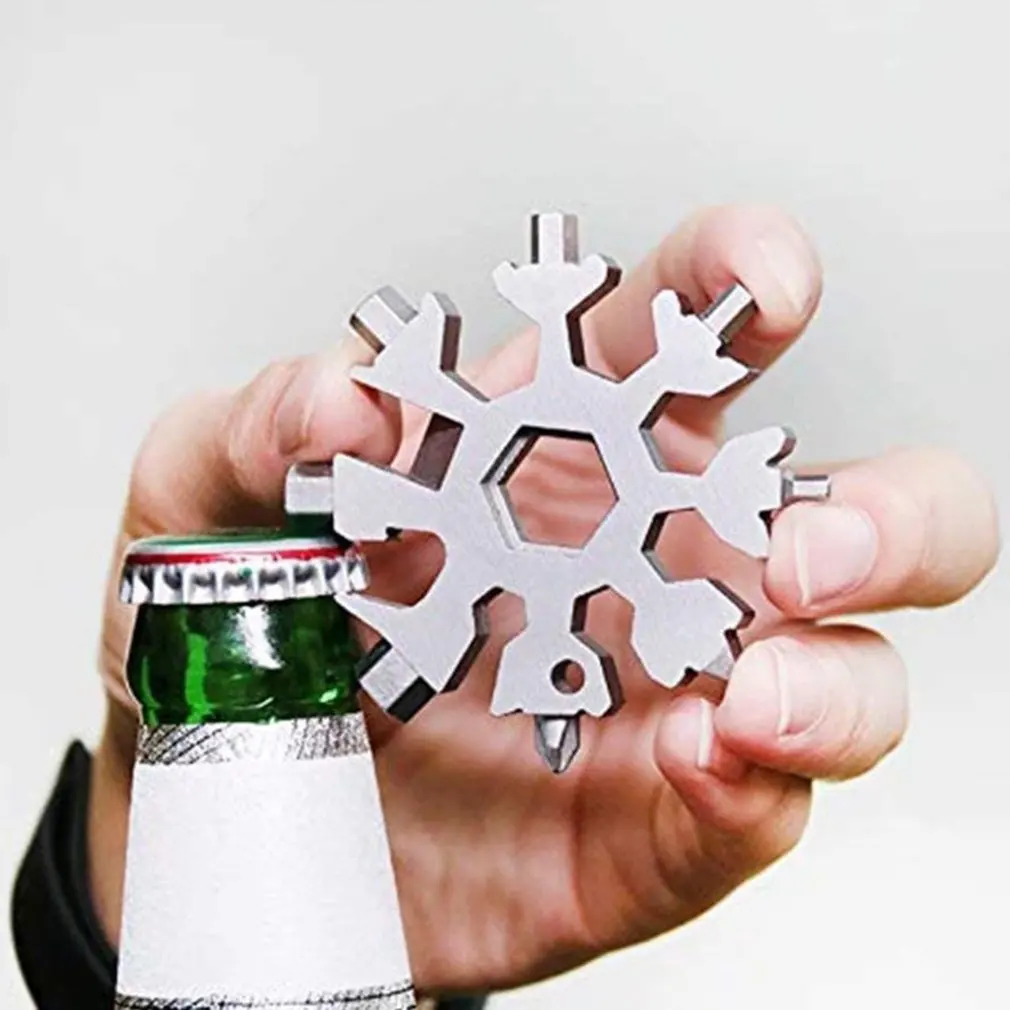 18-in-1 Stainless Steel Snowflakes Multi-tool Herramienta 18 En 1 Multifunctional Tool Copo De Nieve Llave Multiusos