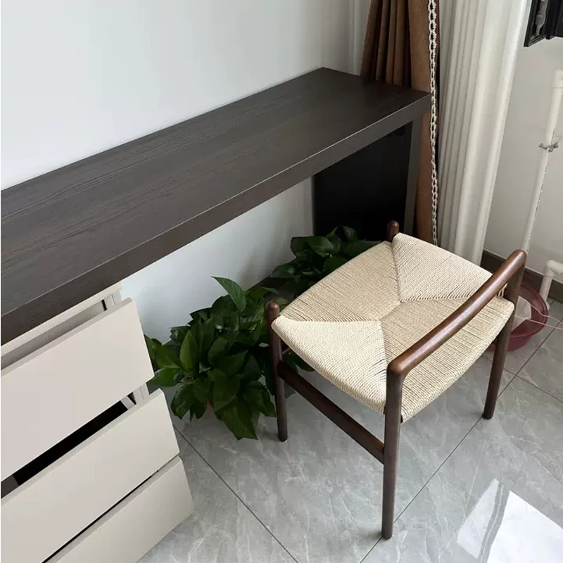 

Nordic Square Stool Solid Wood Rattan Woven Shoe Changing Stool Multi-Use Makeup Seat Original Wood Color Stylish Home Seating