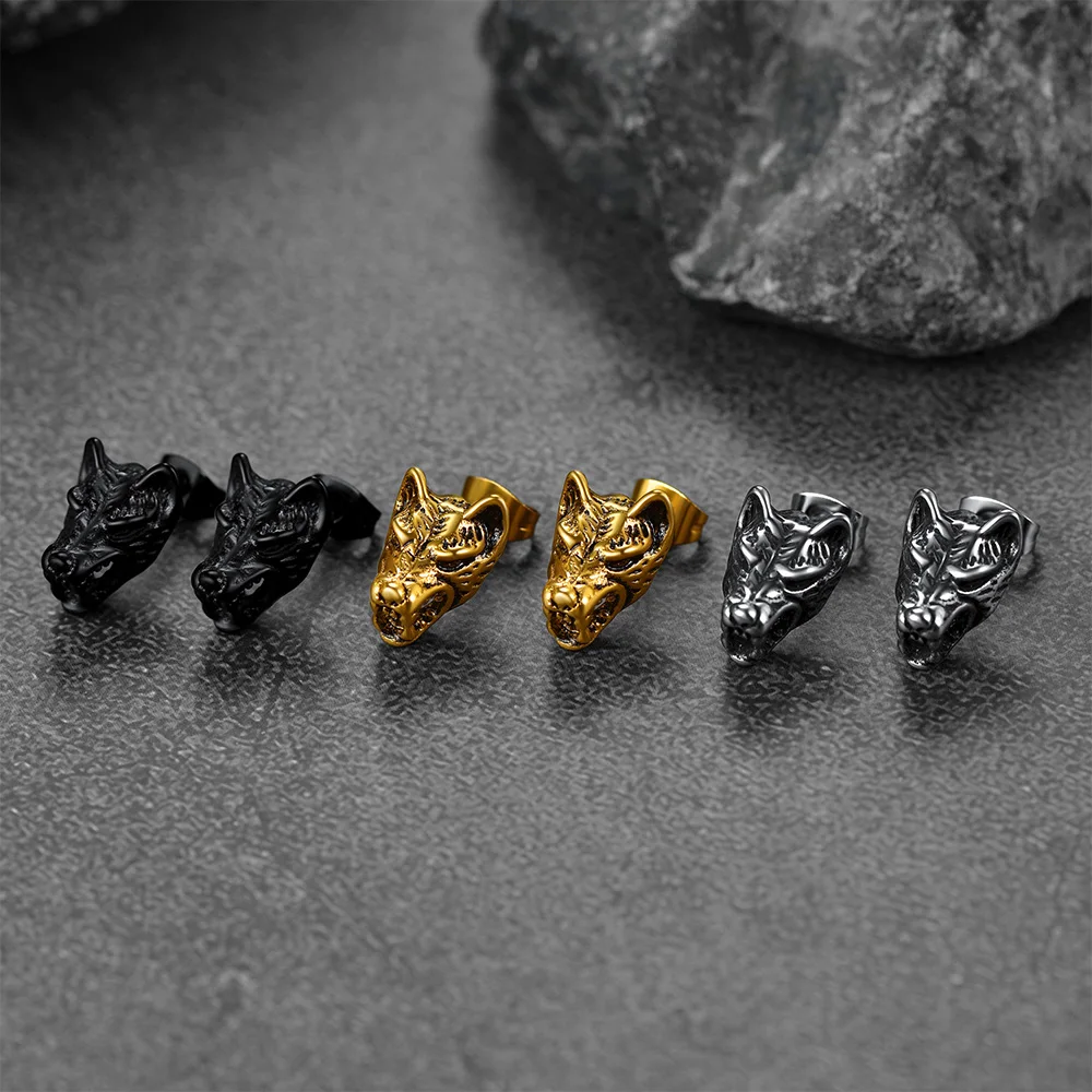 U7 Stainless Steel Multiple Styles Stud Earrings CZ Scorpion Spider Teeth Skull Vintage Punk Gothic Stylish Unisex Jewrlry Gift