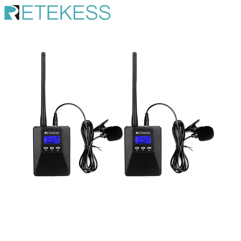 

Retekess 2 pcs TR506 FM Transmitter Microphones Wireless MIC Transmitter For Church Tour Guide Meeting Support AUX TF Card