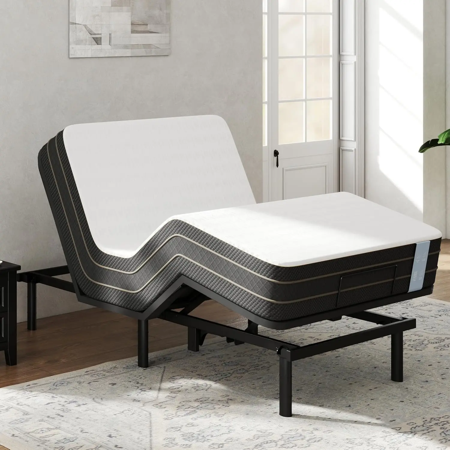Adjustable Bed Base & 10in Gel Memory Foam Mattress Twin XL, Customized
