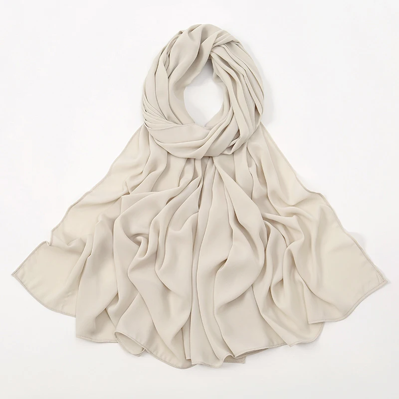 LMLAVEN Frauen schwere Chiffon Hijab Schal Premium Chiffon muslimischen Hijabs einfache gute Nähte Maxi Wrap einfarbige Musulman Femme Schals 8