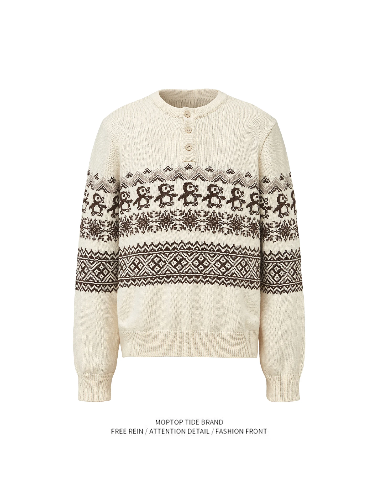 

Вязаный свитер WHXS Cisas Penguin в стиле ретро с узором Fair Isle, круглый вырез, осенне-зимний, свободный крой, комфортный и теплый