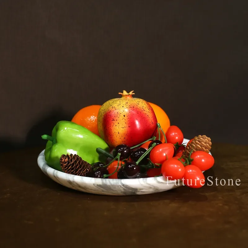 Luxury Marble Storage Tray for Entrance Table Natural Stone Decorative Plate High End Home Ornament Modern Light Luxury Style
