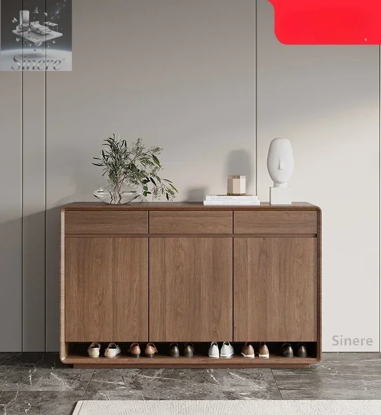 

Home shoe cabinet two doors three doors home entrance corridor simple walnut storage Nordic foyer entrance
