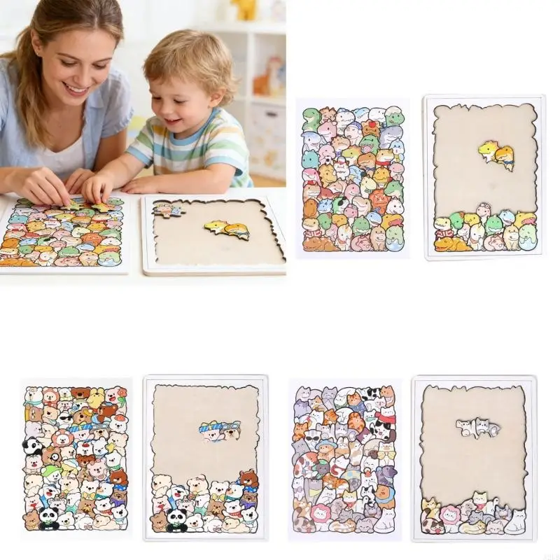 

Деревянная головоломка с динозавром, медведем, енотом для семейного сплочения и детского творчества A2UB