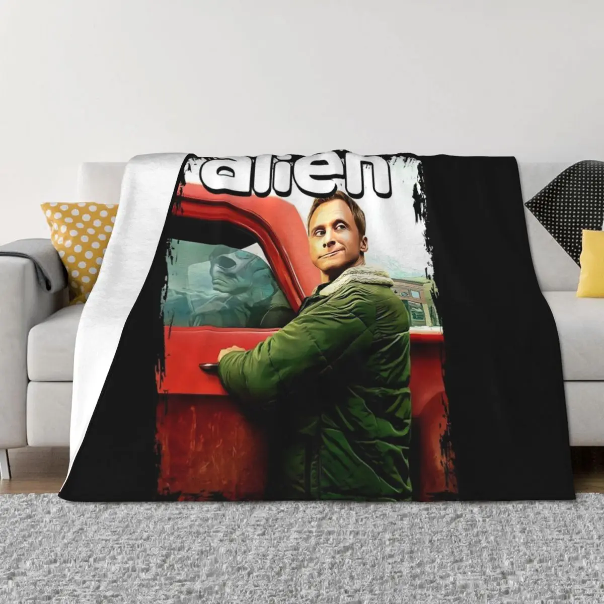 

Resident Alien Series Art Perfect Xmas Gift Fan Throw Blanket Flannel Fabric Decorative Sofa Soft Furry Blankets