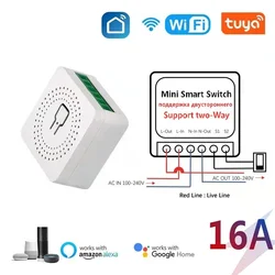 Tuya WiFi Smart Switch 16A Module 2-way Control Mini Switch Breaker Smart Life Work With Alexa Google Alice